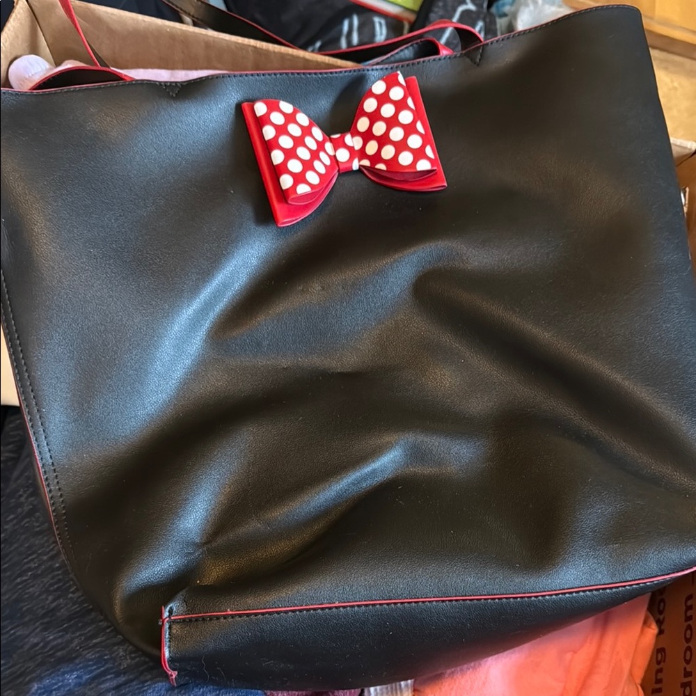 Black and Red Bow Disney reversible tote